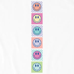 Life is Good. Kids Checkered Smiles Long Sleeve Crusher Tee, Cloud White