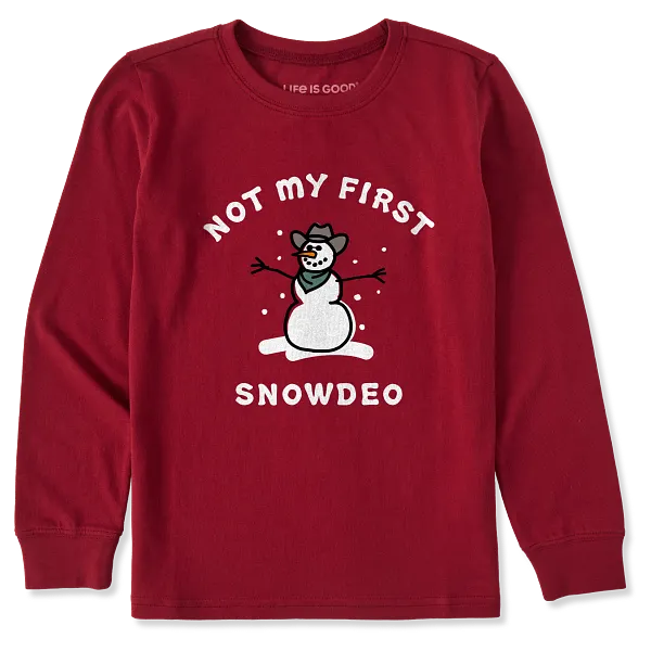 Life is Good. Kids Not My First Snowdeo Long Sleeve Crusher Tee, Adirondack Red