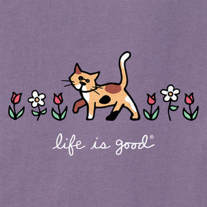 Life is Good. Kids Al with Flowers Long Sleeve Crusher Tee, Dusk Purple