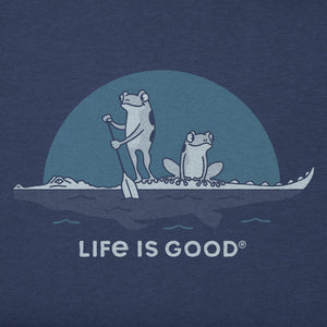 Life is Good. Kids Frogs on a Croc Long Sleeve Crusher Tee, Darkest Blue