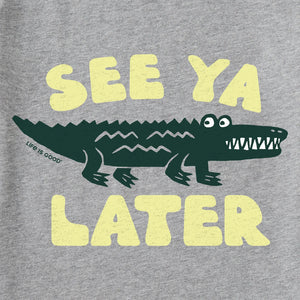 Life is Good. Kids See Ya Later Alligator Long Sleeve Crusher Tee, Heather Gray