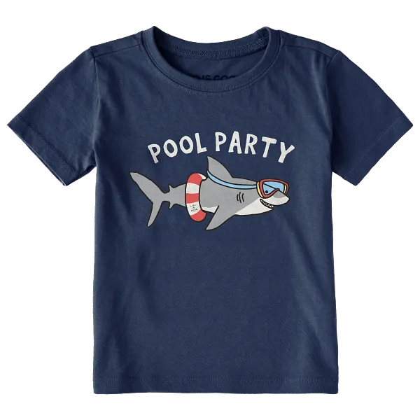 Life is Good. Toddler Shark Pool Party Short Sleeve Crusher Tee, Darkest Blue