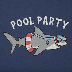 Life is Good. Toddler Shark Pool Party Short Sleeve Crusher Tee, Darkest Blue