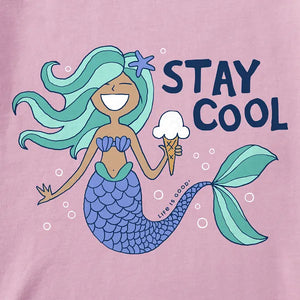 Life is Good. Toddler Stay Cool Mermaid Short Sleeve Crusher Tee, Violet Purple