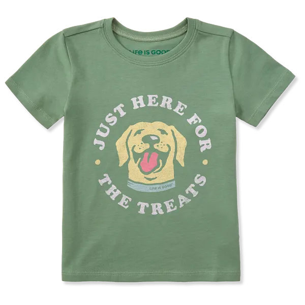 Life is Good. Toddler Here for the Treats Short Sleeve Crusher Tee, Granite Green