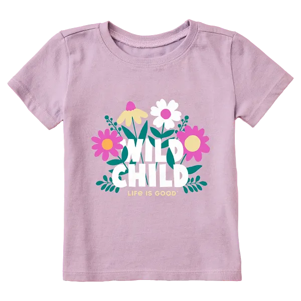 Life is Good. Toddler Wild Child Flowers Short Sleeve Crusher Tee, Violet Purple