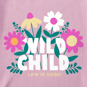Life is Good. Toddler Wild Child Flowers Short Sleeve Crusher Tee, Violet Purple