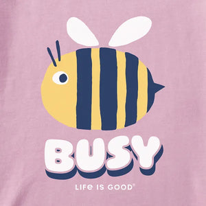 Life is Good. Baby Busy Bee Short Sleeve Crusher Baby Bodysuit, Violet Purple