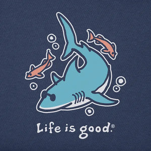 Life is Good. Baby LIG Cool Shark Short Sleeve Crusher Baby Bodysuit, Darkest Blue