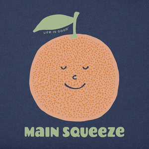 Life is Good. Main Squeeze Orange Short Sleeve Crusher Baby Bodysuit, Darkest Blue