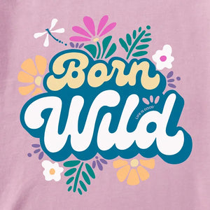 Life is Good. Born Wild Short Sleeve Crusher Baby Bodysuit, Violet Purple