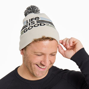 Life is Good Adult Unisex Stripe LIG So Chill Beanie, Bone