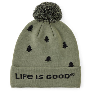 Life is Good Adult Unisex Simple Pine Pattern So Chill Beanie, Moss Green