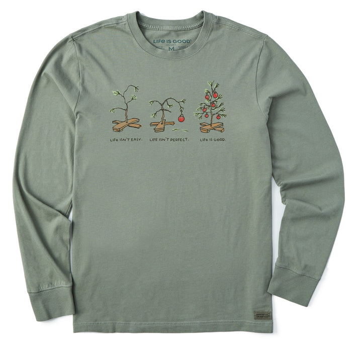 Life is Good. Men's Quirky Life isn't Easy LS Crusher Tee, Moss Green