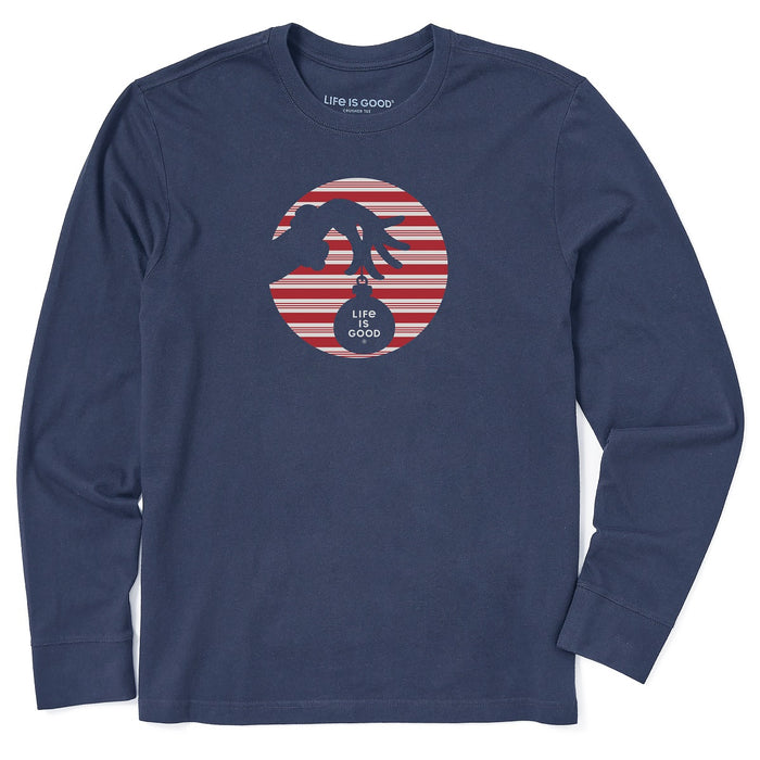 Life is Good. Men's Clean Grinch Ornaments LS Crusher Tee, Darkest Blue