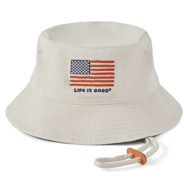 Life is Good. Unisex Big Flag Bucket Hat, Birch White