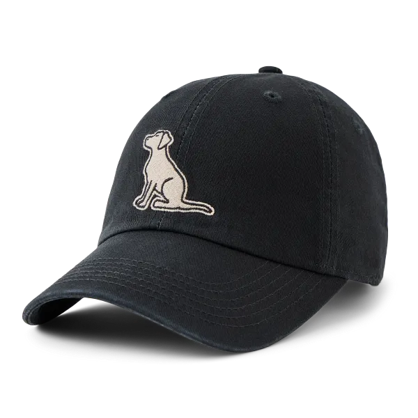 Life is Good. Unisex Vintage Sitting Dog Chill Cap, True Black