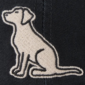 Life is Good. Unisex Vintage Sitting Dog Chill Cap, True Black