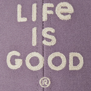 Life is Good. Unisex LIG Wordmark Stacked Trucker, Dusk Purple
