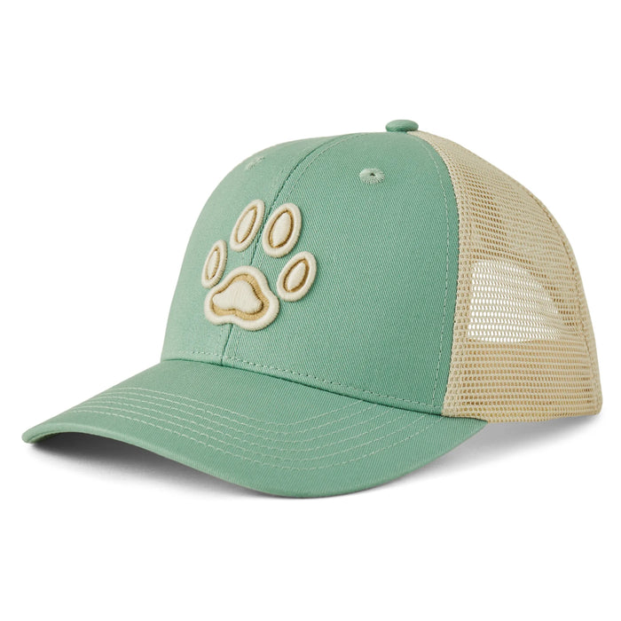 Life is Good. Unisex Paw Trucker, Granite Green