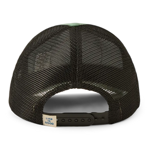 Life is Good. Unisex Sunrise Water Stripe Trucker, Granite Green