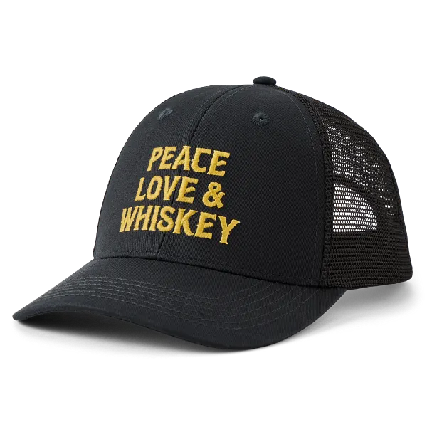 Life is Good. Unisex Wordsmith Whiskey Trucker, True Black