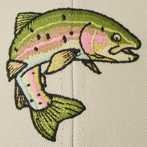 Life is Good. Unisex Rainbow Trout Trucker, Bone