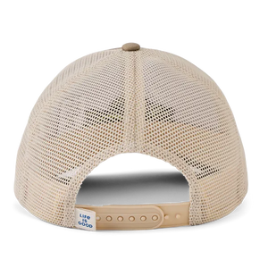 Life is Good. Unisex Clean Large Mouth Bass Trucker, Mushroom Brown