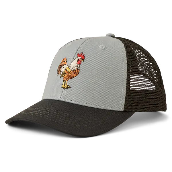 Life is Good. Unisex Rooster Trucker, Gray Blue