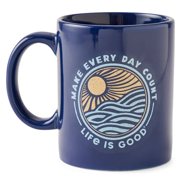 Life is Good. Make Every Day Count Jake's Mug, Darkest Blue