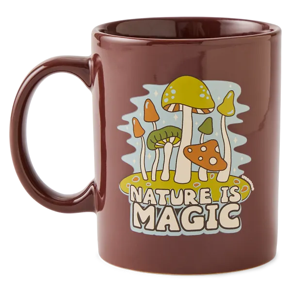 Life is Good. Nature is Magic Mushrooms Jake's Mug, Deep Burgundy