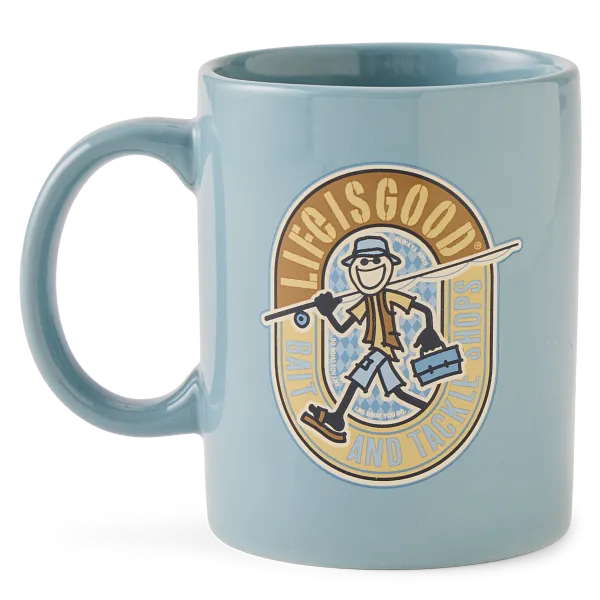 Life is Good. Jake Bait and Tackle Shop Jake's Mug, Smoky Blue