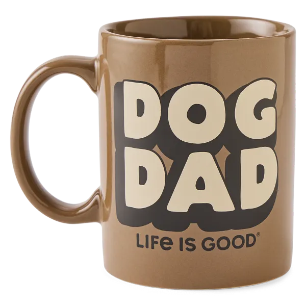 Life is Good. Stay at Home Dog Dad Jake's Mug, Mushroom Brown
