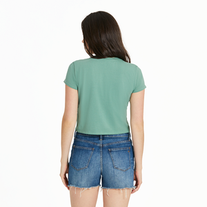 Life is Good. Women's Butterfly Yin Yang Short Sleeve Crusher-LITE Shrunken Tee, Granite Green