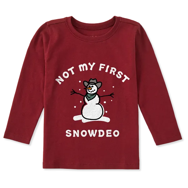 Life is Good. Toddler Not My First Snowdeo Long Sleeve Crusher Tee, Adirondack Red