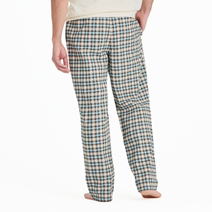 Life is Good. Men's Putty Check Plaid Classic Sleep Pant, Putty White