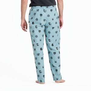 Life is Good. Men's Dog Portrait Pattern Classic Sleep Pant, Smoky Blue