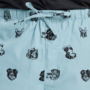 Life is Good. Men's Dog Portrait Pattern Classic Sleep Pant, Smoky Blue