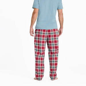 Life is Good. Men's Check Pattern Classic Sleep Pant, Adirondack Red