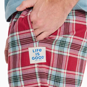 Life is Good. Men's Check Pattern Classic Sleep Pant, Adirondack Red