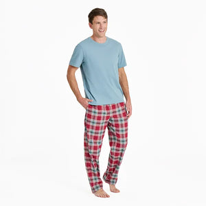Life is Good. Men's Check Pattern Classic Sleep Pant, Adirondack Red