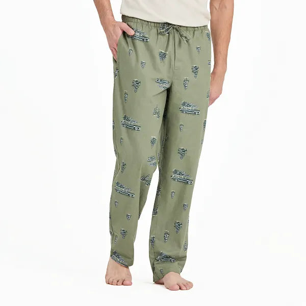 Life is Good. Men's Christmas Tree Classic Sleep Pant, Moss Green