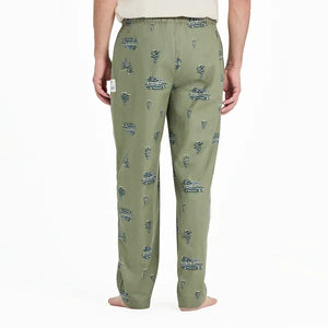 Life is Good. Men's Christmas Tree Classic Sleep Pant, Moss Green