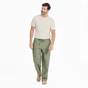 Life is Good. Men's Christmas Tree Classic Sleep Pant, Moss Green
