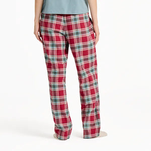 Life is Good. Women's Adirondack Red Check Pattern Classic Sleep Pant, Adirondack Red