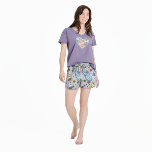 Life is Good Women's Sunshine Floral Snuggle Up Sleep Shorts, Glacier Blue