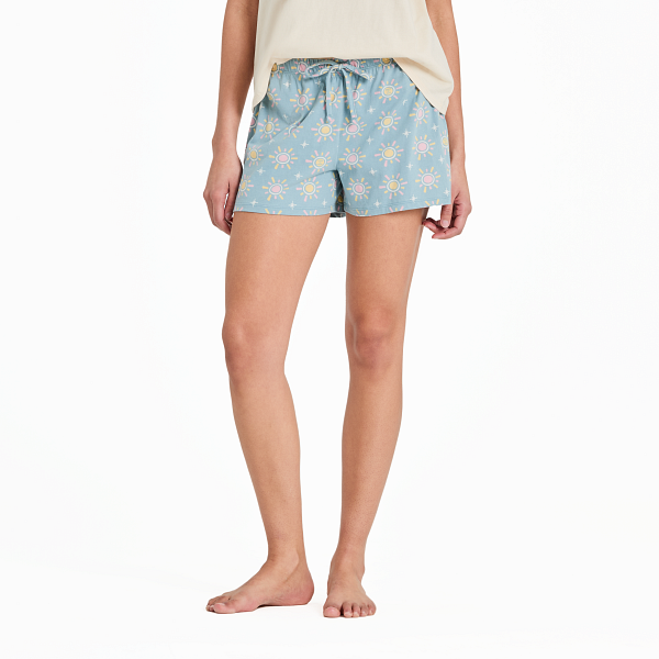 Life is Good Women's Hello Sunshine Pattern Snuggle Up Sleep Shorts, Smoky Blue