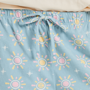 Life is Good Women's Hello Sunshine Pattern Snuggle Up Sleep Shorts, Smoky Blue