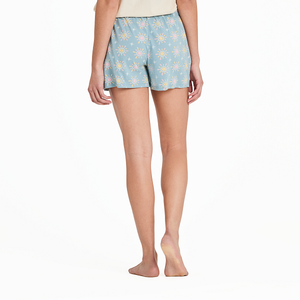 Life is Good Women's Hello Sunshine Pattern Snuggle Up Sleep Shorts, Smoky Blue