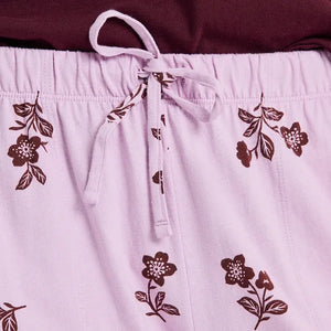 Life is Good. Women's Simple Blossom Pattern Snuggle Up Sleep Pant, Violet Purple